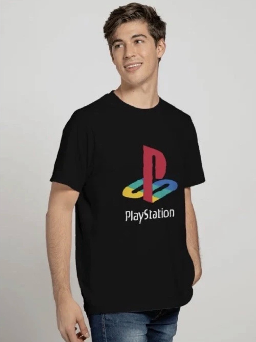 Sony PlayStation  Black Logo T‑Shirt - Retro Color Emblem XL